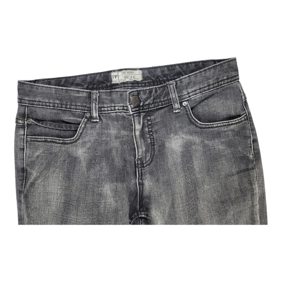 Free People Distressed Raw Hem Black‎ Skinny Jeans sz 28 - Picture 4 of 7